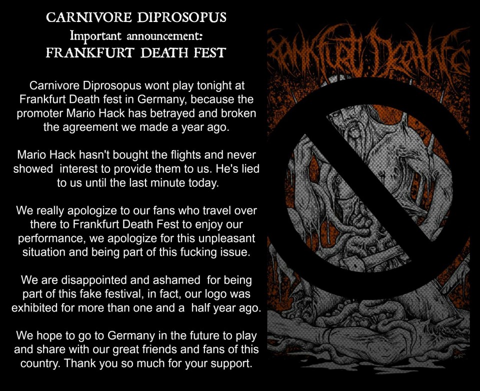 Carnivore Diprosopus Frankfurt Deathfest