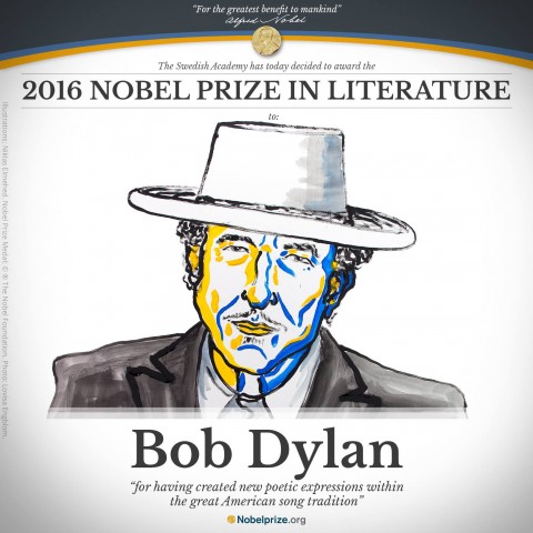 Боб Дилан получил Нобелевскую премию в области литературы