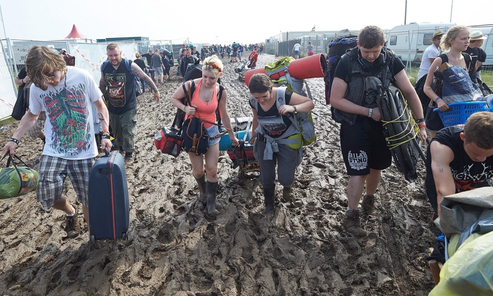 Photograph: Thomas Frey/EPA &mdash; Rock am Ring Festival ended earlier due to storm warning