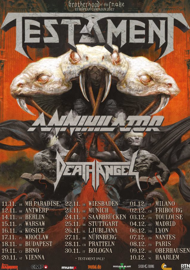 Testament Annihilator Death Angel tour